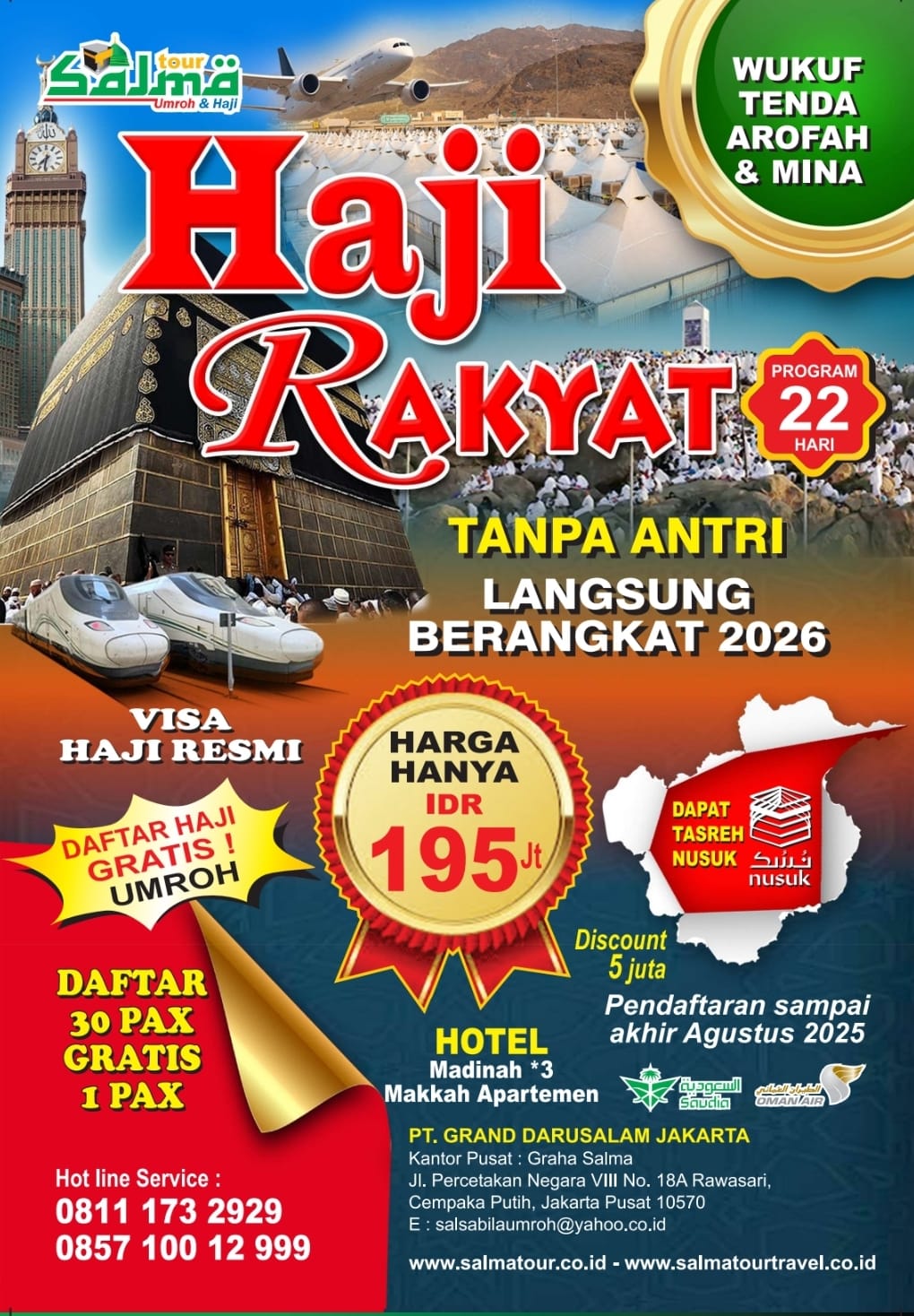 Haji Rakyat Tanpa Antri 2026 Langsung Berangkat Bergaransi dari Salma TourSalma Tour