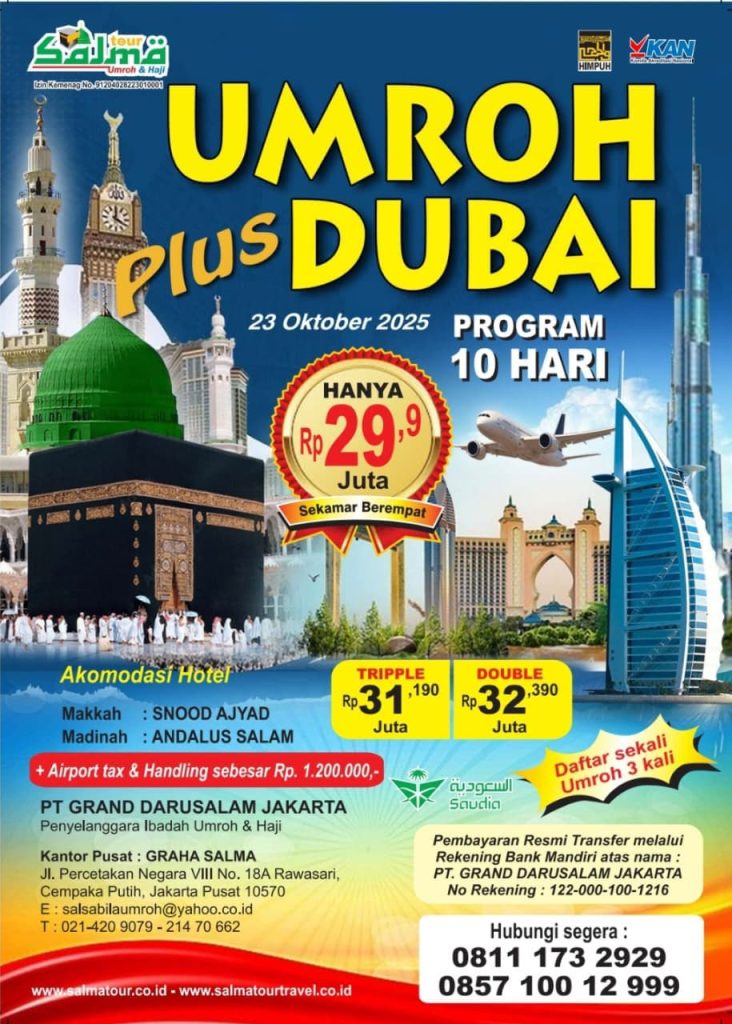 Promo Umroh Plus Dubai 10 Hari salma tour umrah murah
