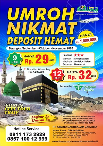 Pilihan Umroh Hemat 2026 Reservasi 1 Juta By. Saudi Airlines