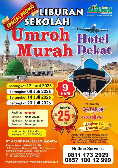 Umroh Liburan Sekolah Juni Dan Juli 2026: Paket Hemat 9 Hari